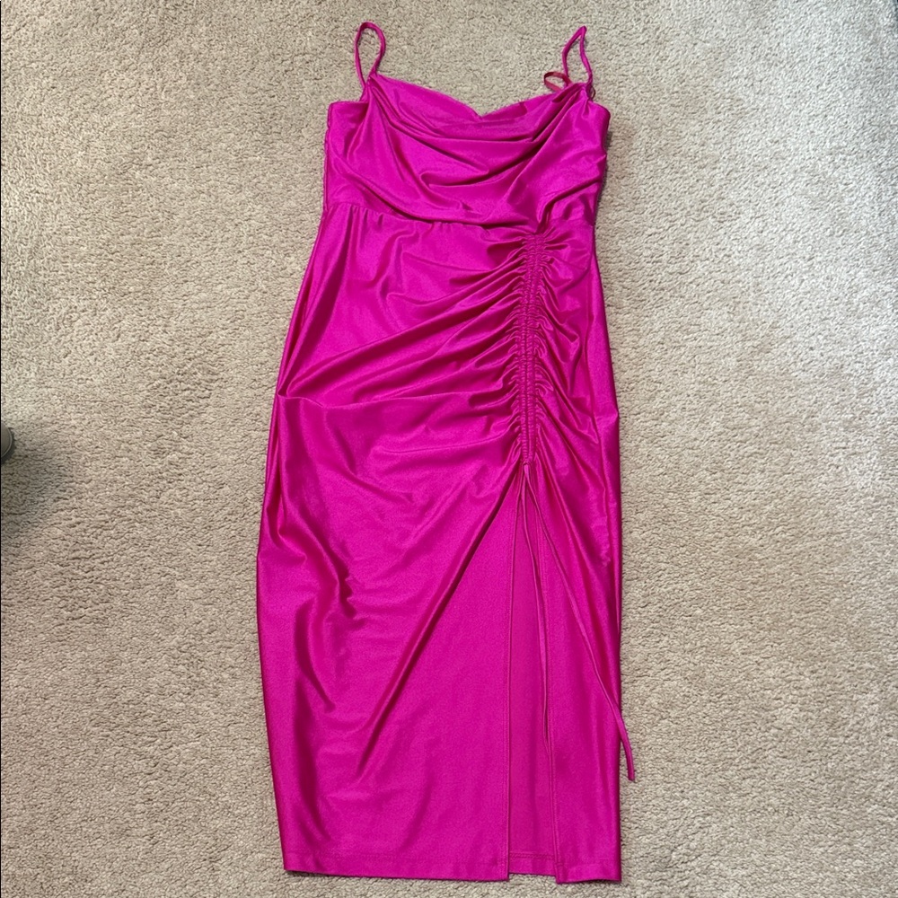 Windsor Fuchsia Ruched Midi Dress
